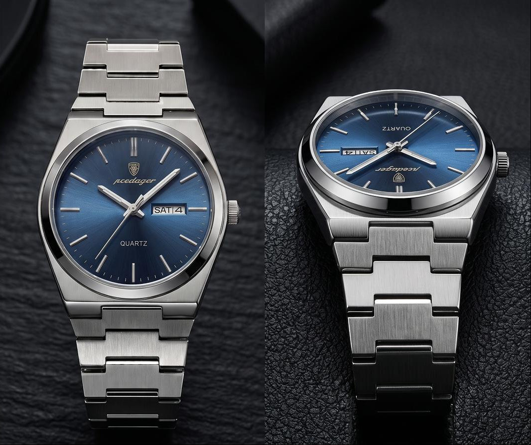 POEDAGAR 930 quartz( round blue dial integrated stainless steel)