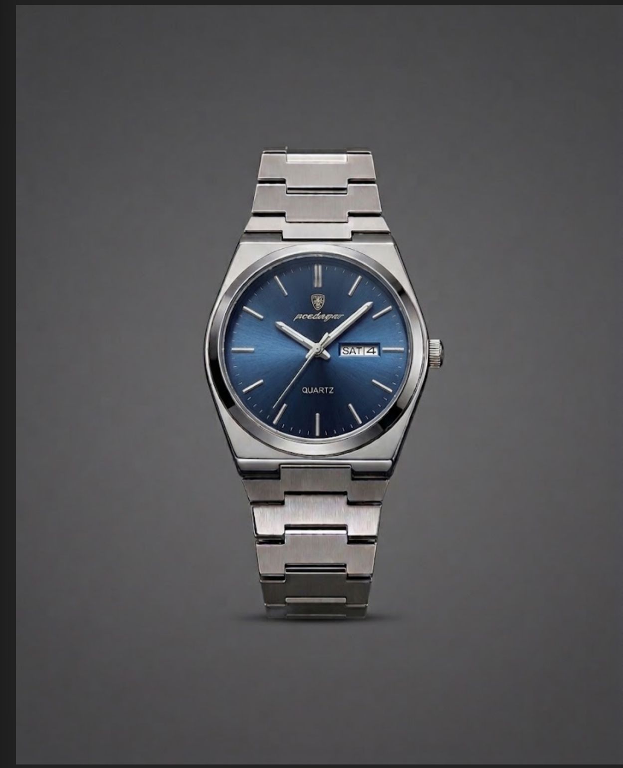 POEDAGAR 930 quartz( round blue dial integrated stainless steel)